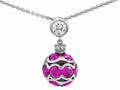Star K Created Pink Sapphire Ball Pendant Necklace