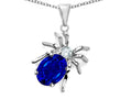 Star K Spider Pendant Necklace With 9x7mm Oval Simulated Sapphire