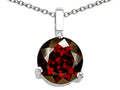 Tommaso Design Round Genuine Garnet Solitaire Pendant Necklace