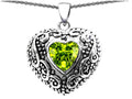 Star K Bali Style Puffed 7mm Heart Simulated Peridot Pendant Necklace