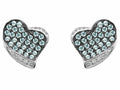 Star K Heart Shape Love Earrings With Simulated Aquamarine