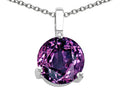 Tommaso Design 7mm Round Simulated Alexandrite Pendant Necklace