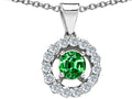 Star K Round Simulated Emerald Pendant Necklace