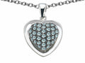 Star K Heart Shape Love Pendant Necklace with Simulated Aquamarine