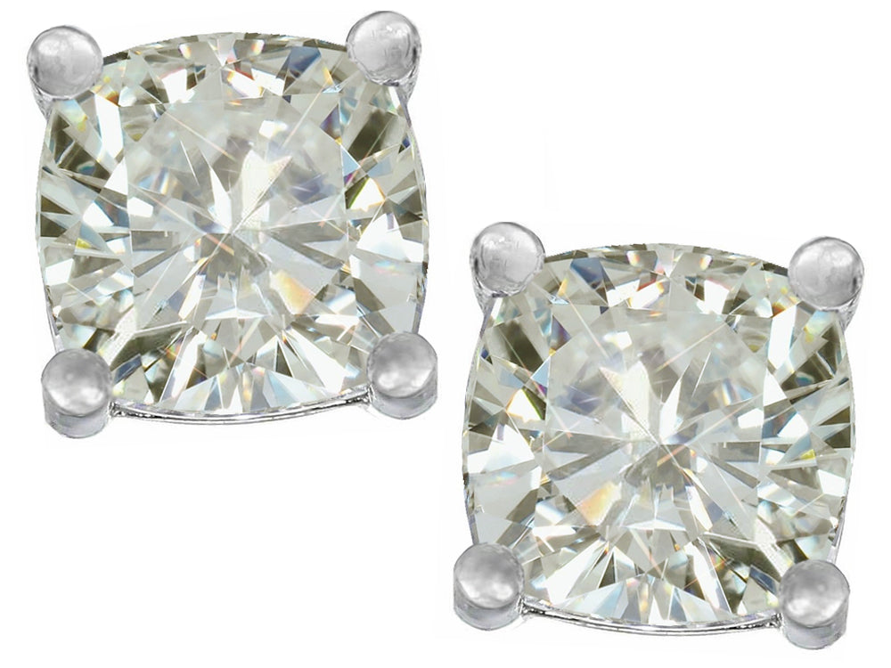 Star K Cushion-Cut 7mm Genuine White Topaz Earrings Studs