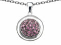 Star K Round Puffed Pendant Necklace with Created Pink Sapphire