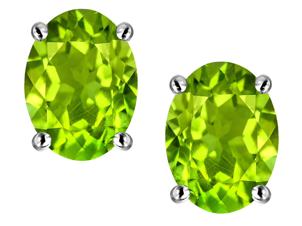 Star K Oval 8x6mm Simulated Peridot Earrings Studs