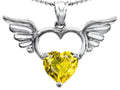 Star K Wings Of Love Birth Month Pendant Necklace with 8mm Heart Shape Simulated Citrine