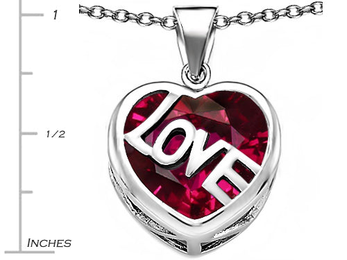 Star K Large Love Heart Pendant Necklace with 15mm Heart Shape Created Ruby