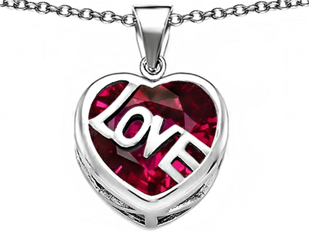 Star K Large Love Heart Pendant Necklace with 15mm Heart Shape Created Ruby