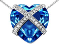 Star K Large Prisoner of Love Heart Pendant Necklace with 15mm Heart Shape Simulated Blue Topaz