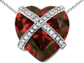 Star K Large Prisoner of Love Heart Pendant Necklace with 15mm Heart Shape Simulated Garnet