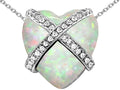 Star K Large Prisoner of Love Heart Pendant Necklace with Heart Shape Created Opal