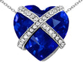 Star K Large Prisoner of Love Heart Pendant Necklace with 15mm Heart Shape Simulated Sapphire