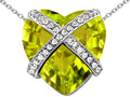 Star K Large Prisoner of Love Heart Pendant Necklace with 15mm Heart Shape Simulated Peridot and Cubic Zirconi