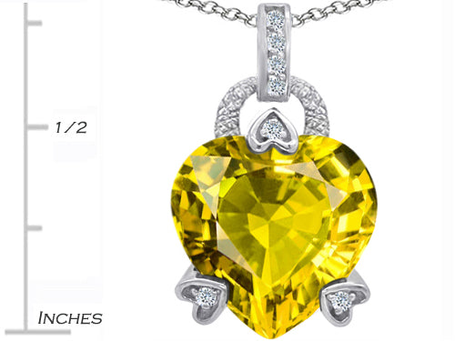 Star K Large Lock Love Heart Pendant Necklace with 13mm Heart Shape Simulated Peridot and Cubic Zirconia