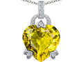 Star K Large Lock Love Heart Pendant Necklace with 13mm Heart Shape Simulated Peridot and Cubic Zirconia
