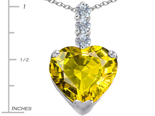 Star K Large 12mm Heart Shape Simulated Peridot and Cubic Zirconia Pendant Necklace