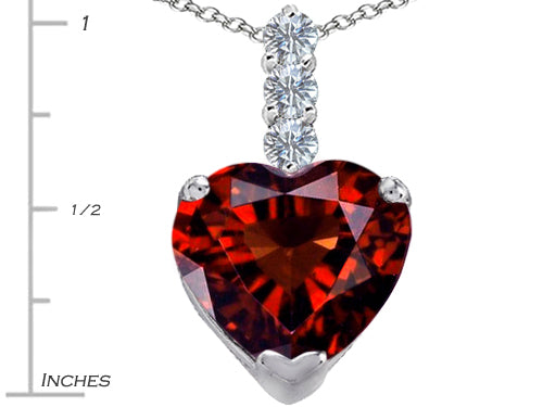 Star K Large 12mm Heart Shape Simulated Garnet Pendant Necklace