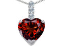 Star K Large 12mm Heart Shape Simulated Garnet Pendant Necklace