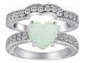 Star K 8mm Heart Shape Simulated Opal Wedding Set