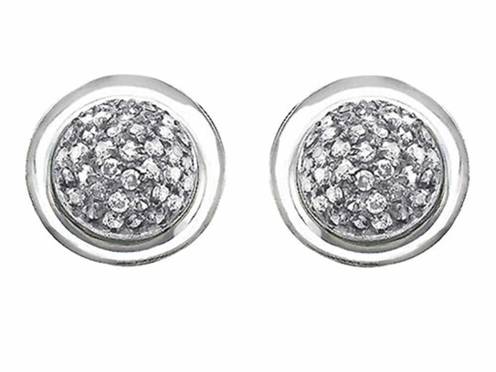 Star K Round Puffed Earrings with Cubic Zirconia