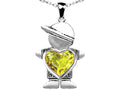 Star K Boy Holding 8mm Mother Heart November Birth Month Pendant Necklace with Simulated Citrine