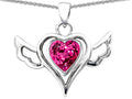 Star K Wings Of Love Pendant Necklace with Heart Created Pink Sapphire