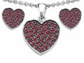 Star K Created Ruby Heart Shape Love Pendant Necklace with matching earrings