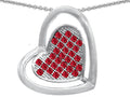 Star K Round Created Ruby Heart Shape Pendant Necklace