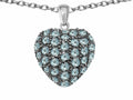 Star K Puffed Heart Love Pendant Necklace with Simulated Aquamarine
