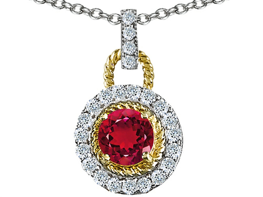 Star K Round 6mm Created Ruby Pendant Necklace
