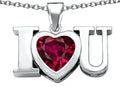 Star K 8mm Heart Shape Created Ruby I Love You Heart Pendant Necklace