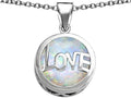Star K Large Love Round Pendant Necklace with 15mm Round Created Opal