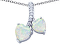 Star K 8mm and 7mm Heart Shape Created Opal and Cubic Zirconia Double Hearts Pendant Necklace