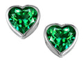 Star K 7mm Heart Shape Simulated Emerald Heart Earrings Studs