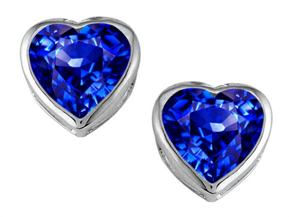 Star K 7mm Heart Shape Simulated Tanzanite Heart Earrings Studs