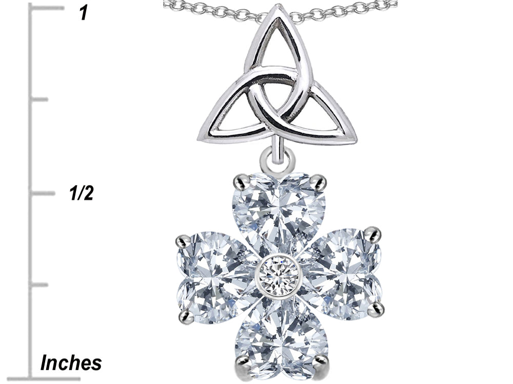 Star K Lucky Shamrock Celtic Knot Made with Heart 6mm White Topaz Pendant Necklace