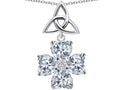 Star K Lucky Shamrock Celtic Knot Made with Heart 6mm White Topaz Pendant Necklace