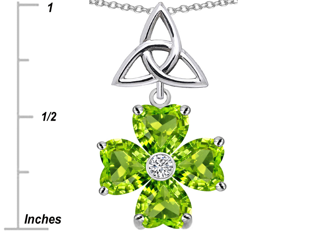 Star K Lucky Shamrock Celtic Knot Made with Heart 6mm Simulated Peridot Pendant Necklace