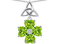 Star K Lucky Shamrock Celtic Knot Made with Heart 6mm Simulated Peridot Pendant Necklace