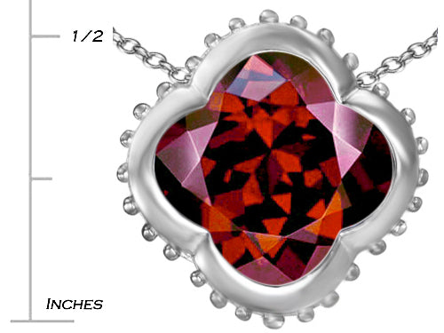 Star K Large Clover Pendant Necklace with 12mm Clover Cut Simulated Garnet