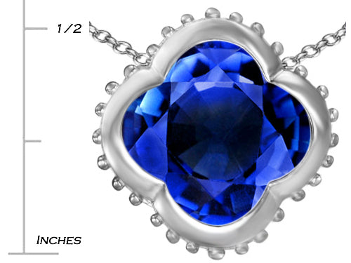 Star K Large Clover Pendant Necklace with 12mm Clover Cut Created Sapphire
