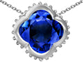 Star K Large Clover Pendant Necklace with 12mm Clover Cut Created Sapphire