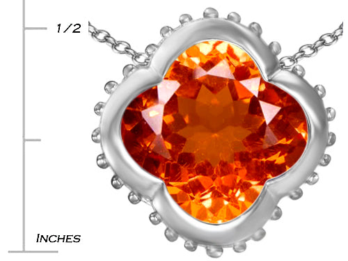 Star K Large Clover Pendant Necklace with 12mm Clover Cut Simulated Mexican Orange Fire Opal
