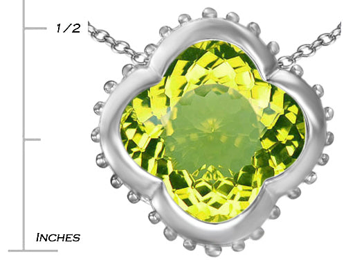 Star K Large Clover Pendant Necklace with 12mm Clover Cut Simulated Peridot