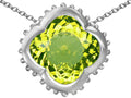 Star K Large Clover Pendant Necklace with 12mm Clover Cut Simulated Peridot