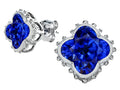 Star K Clover Earrings Studs with 8mm Clover Cut Created Sapphire