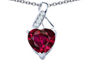 Star K 8mm Heart Shape Created Ruby Ribbon Pendant Necklace