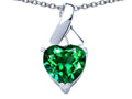 Star K 8mm Heart Shape Simulated Emerald Ribbon Pendant Necklace